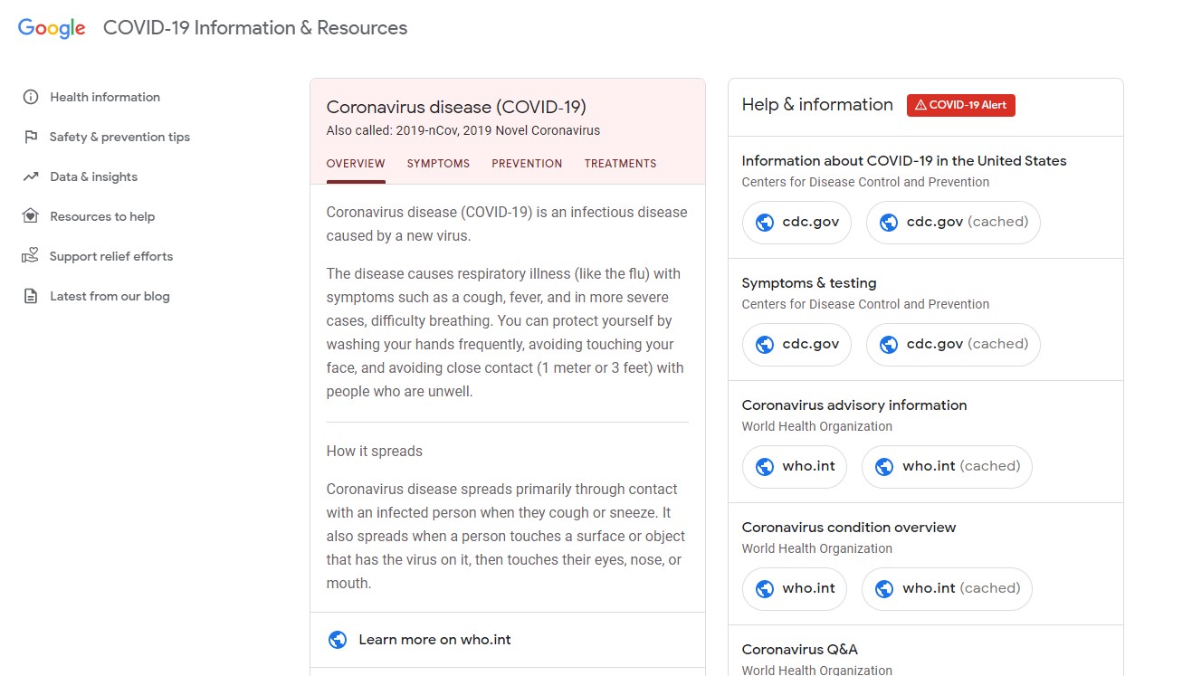 You are currently viewing New COVID-19 Info Site From Google